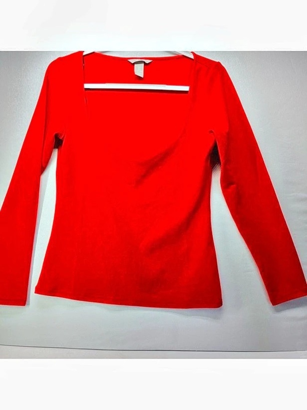 H&Medium Long-sleeve Scoop-neck Top Red Size Medium
